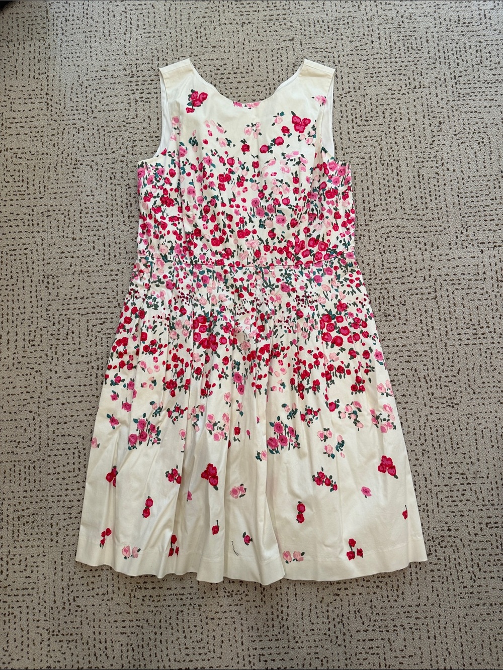 Talbots White Mini Dress with Pink and Red Floral Print